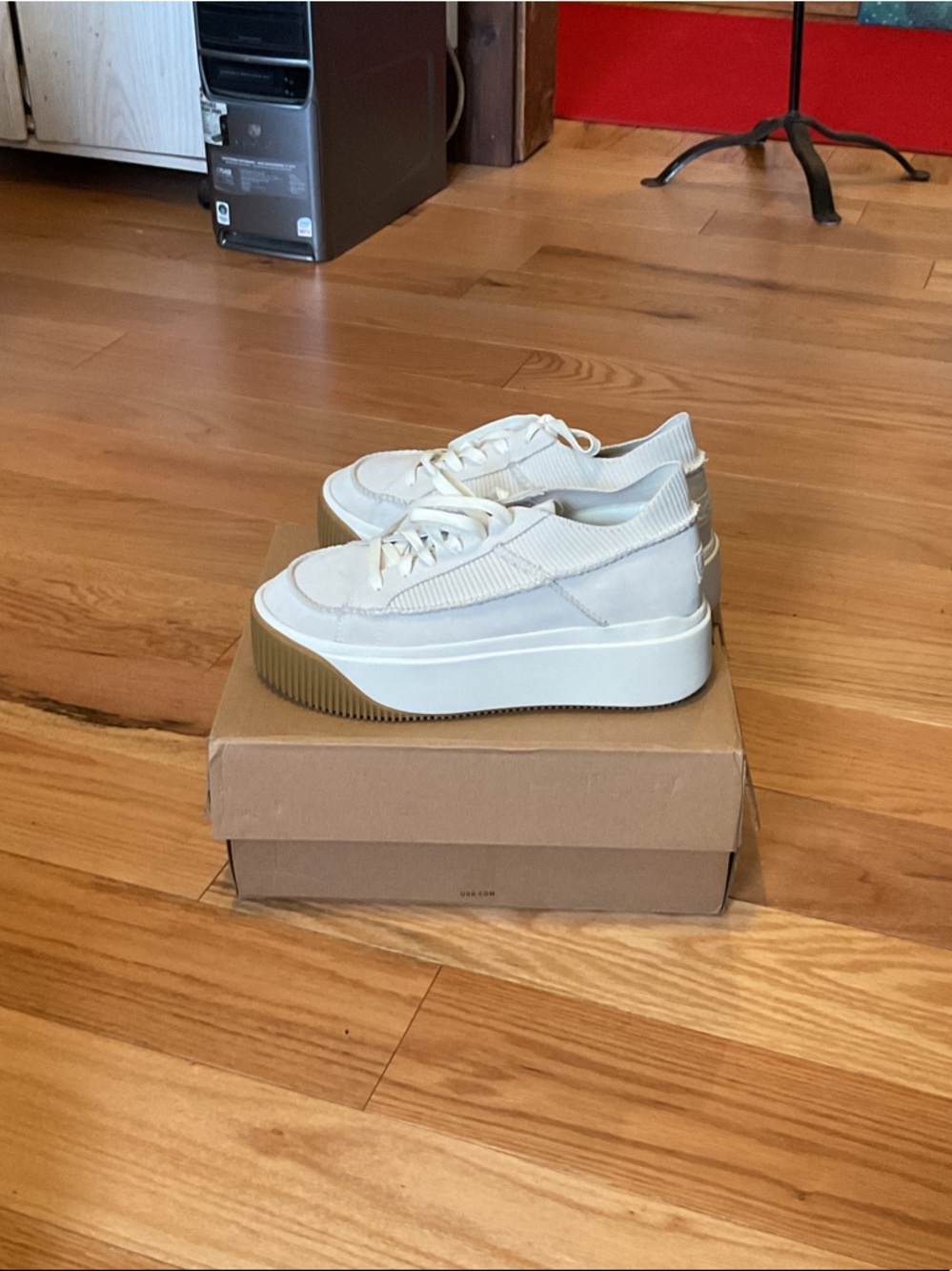Womens Cream Platform Sneakers